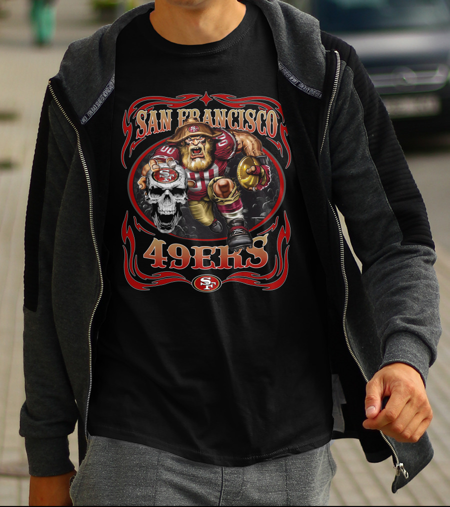 San Francisco 49ers Fierce Warrior Logo Football Theme T-Shirt