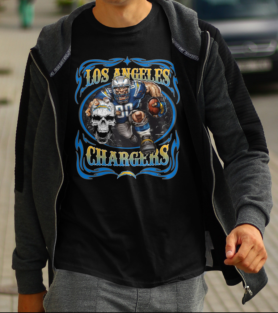 Los Angeles Chargers Football Warrior Skull T-Shirt