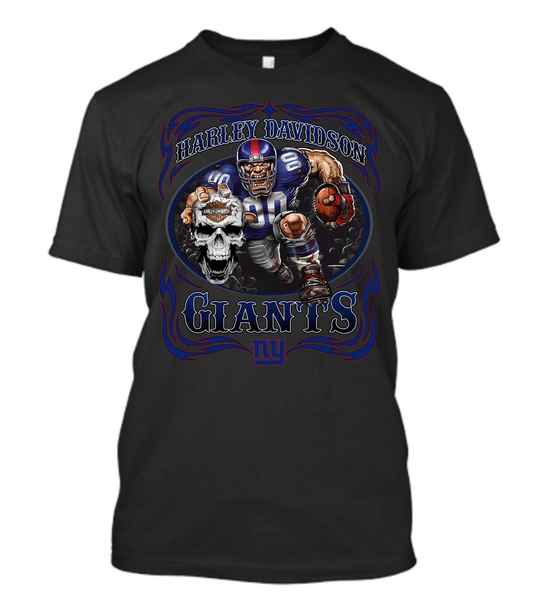 Harley Davidson New York Giants Football Player T-Shirt