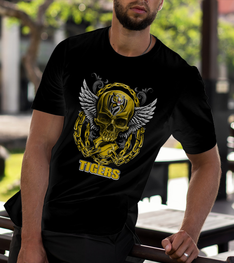 Tigers Winged Skull With Chains Richmond Tigers T-Shirt