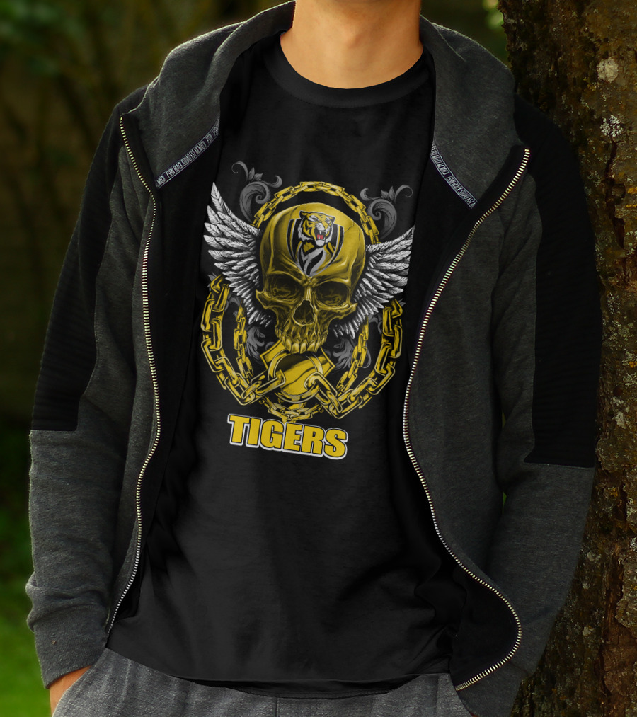Tigers Winged Skull With Chains Richmond Tigers T-Shirt
