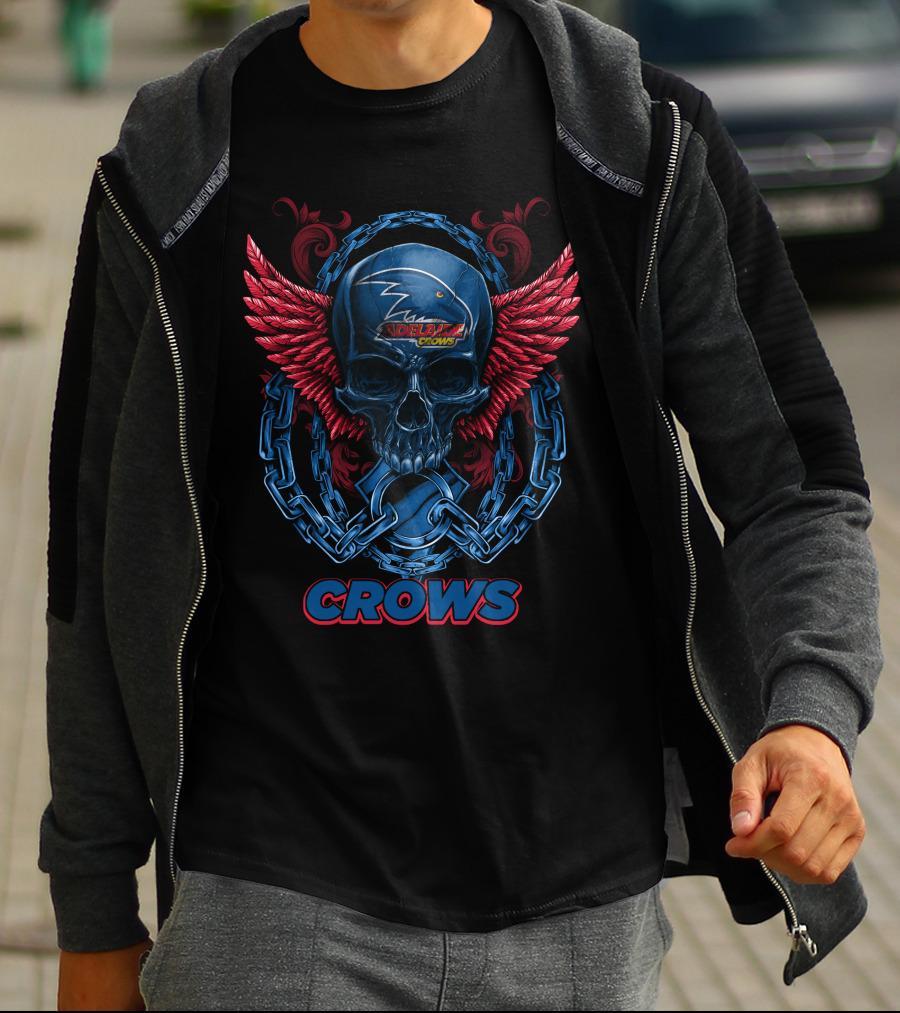 Adelaide Crows Skull With Chains And Wings T-Shirt