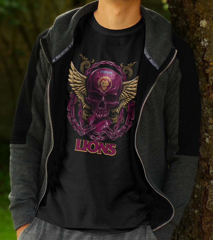 Brisbane Lions Skull Wings And Chains T-Shirt