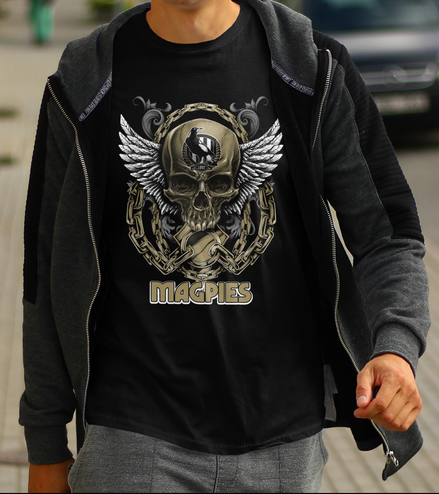 Magpies Skull With Wings And Chains 1892 T-Shirt