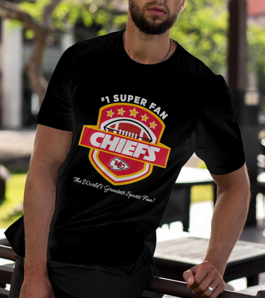 Kansas City Chiefs Football Stars Red Gold Emblem Shield T-Shirt