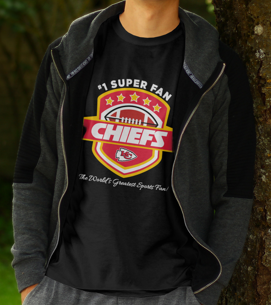 Kansas City Chiefs Football Stars Red Gold Emblem Shield T-Shirt