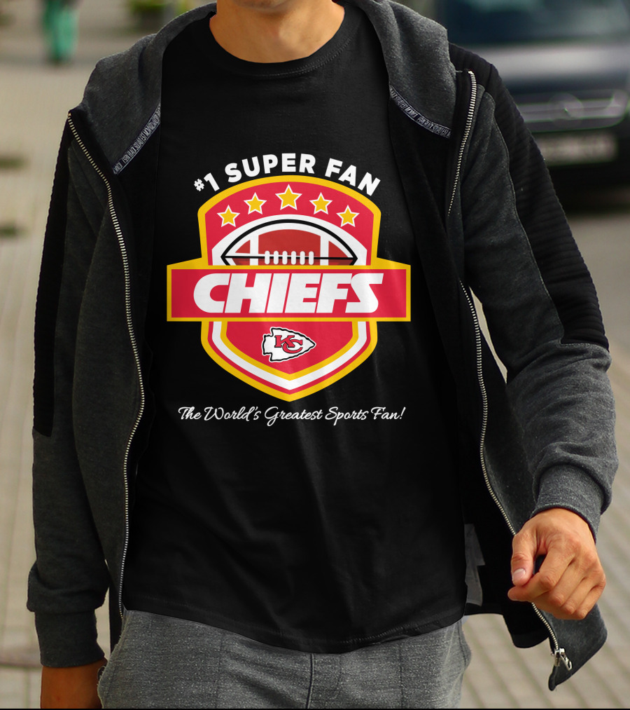 Kansas City Chiefs Football Stars Red Gold Emblem Shield T-Shirt