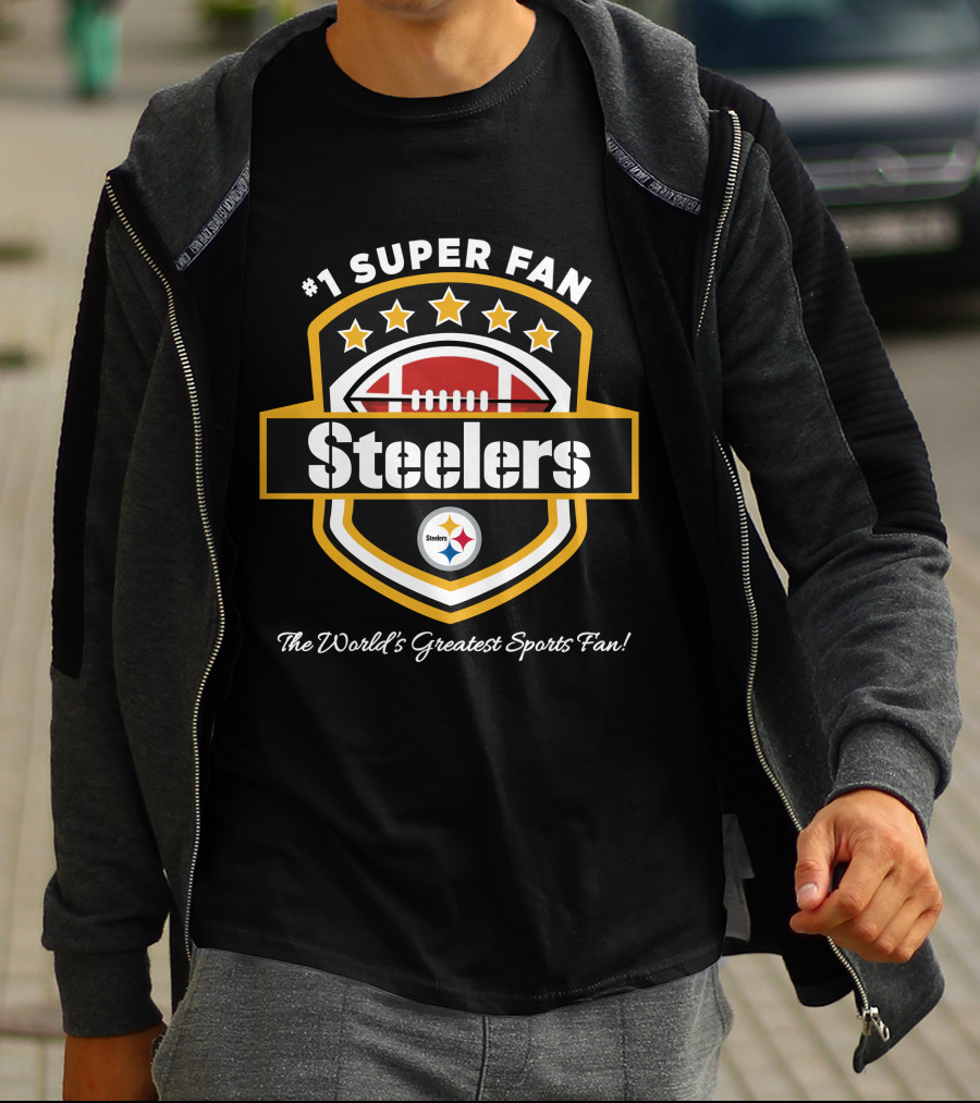 Steelers Football Shield With Stars And Pittsburgh Steelers T-Shirt