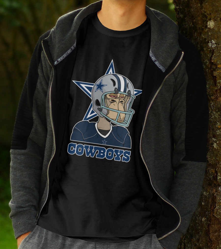 Cowboys Star Helmet Monkey Football Player T-Shirt