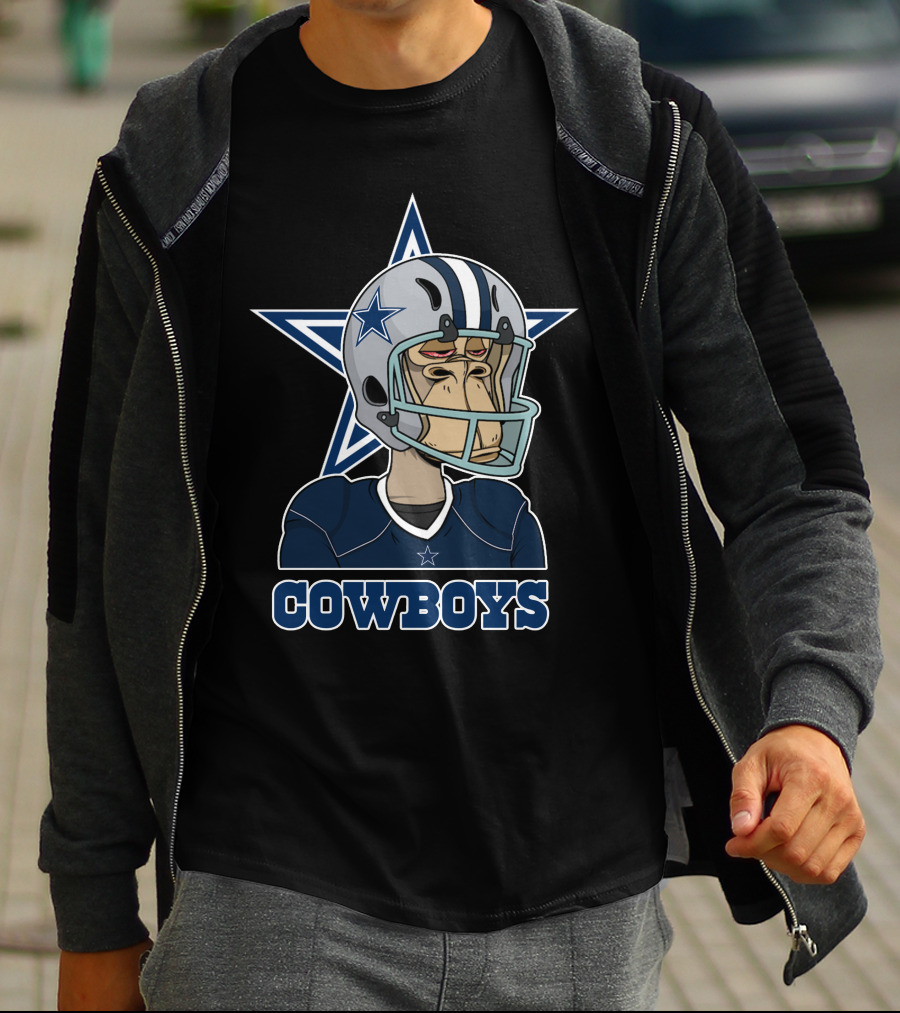 Cowboys Star Helmet Monkey Football Player T-Shirt