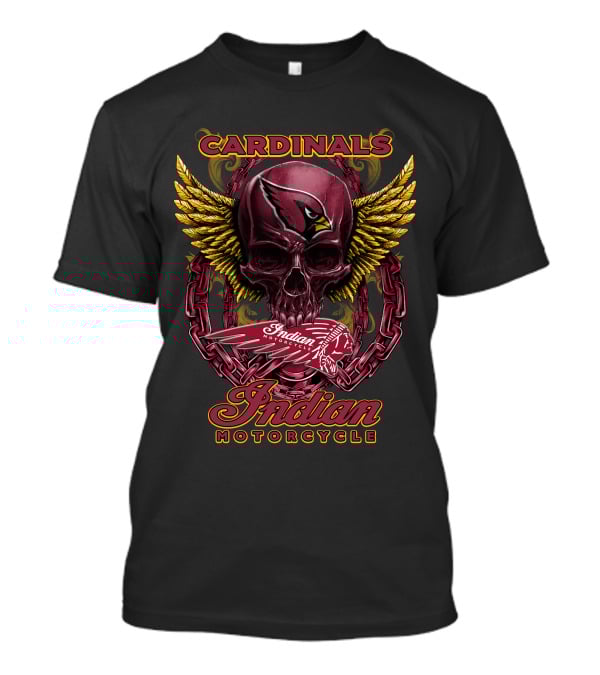 Cardinals Indian Motorcycle Skull Wings T-Shirt