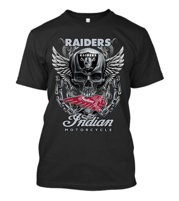 Raiders Indian Motorcycle Skull Wings Chain T-Shirt