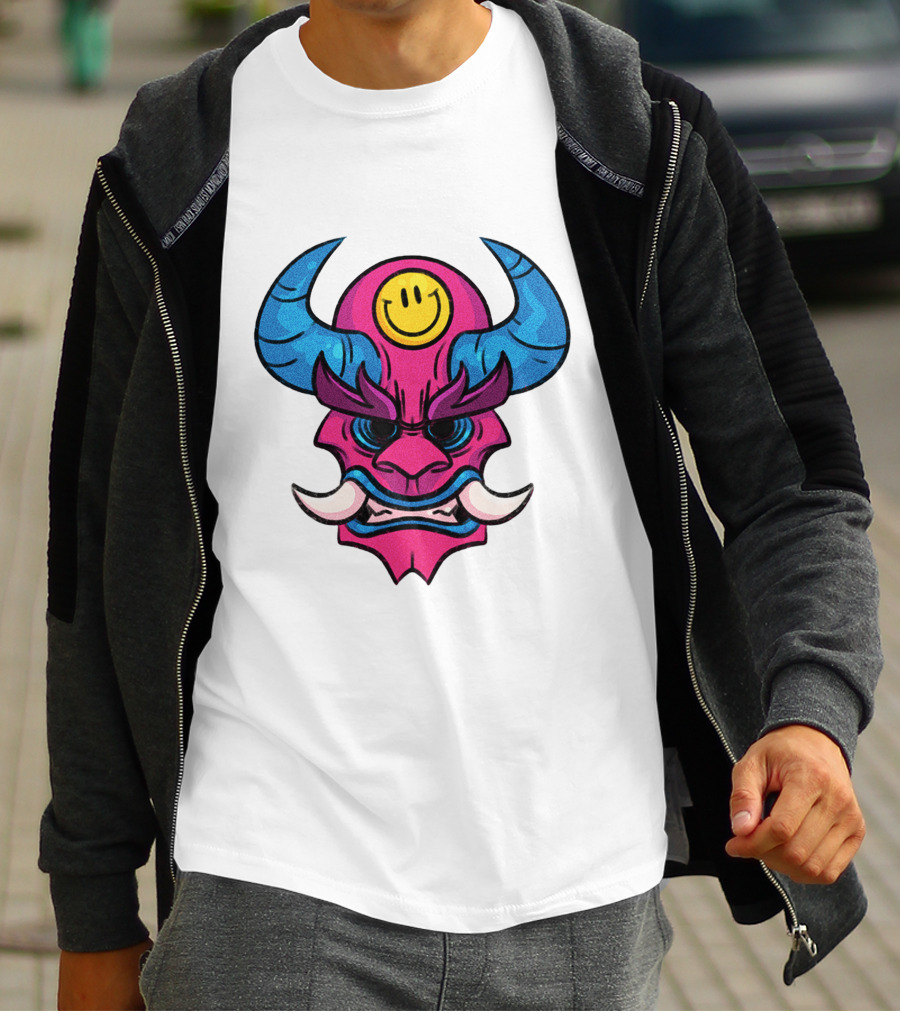 DACREW Oni Mask Smiley Face T-Shirt