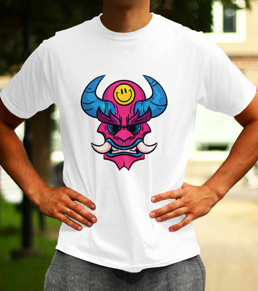 DACREW Oni Mask Smiley Face T-Shirt