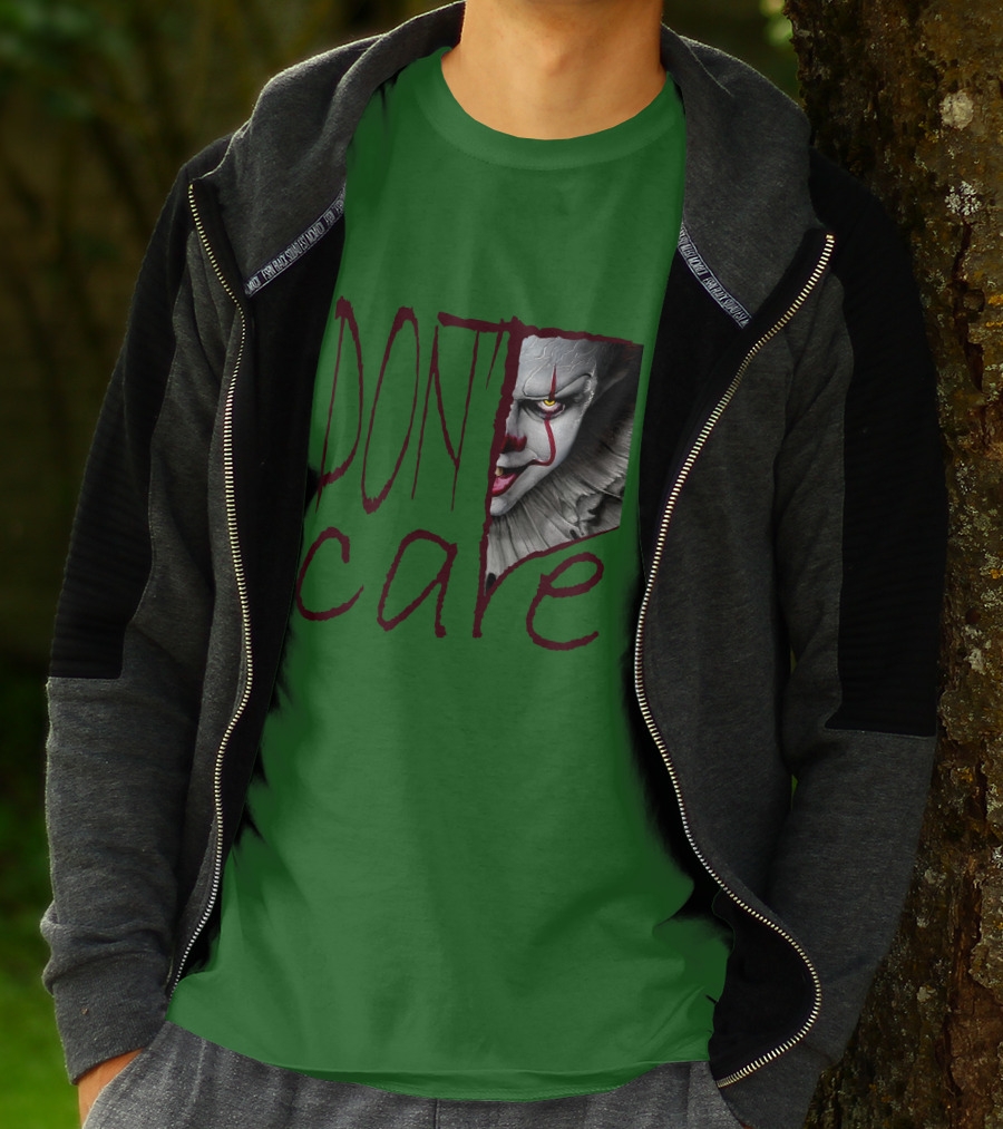 DON'T CARE Pennywise Face Clown Horror T-Shirt