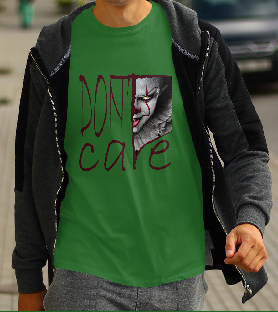 DON'T CARE Pennywise Face Clown Horror T-Shirt
