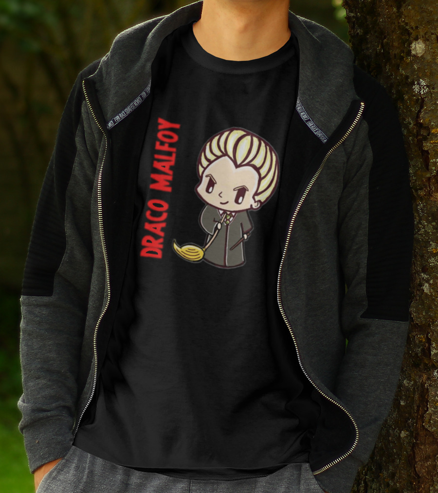 Draco Malfoy Chibi Character With Broom T-Shirt