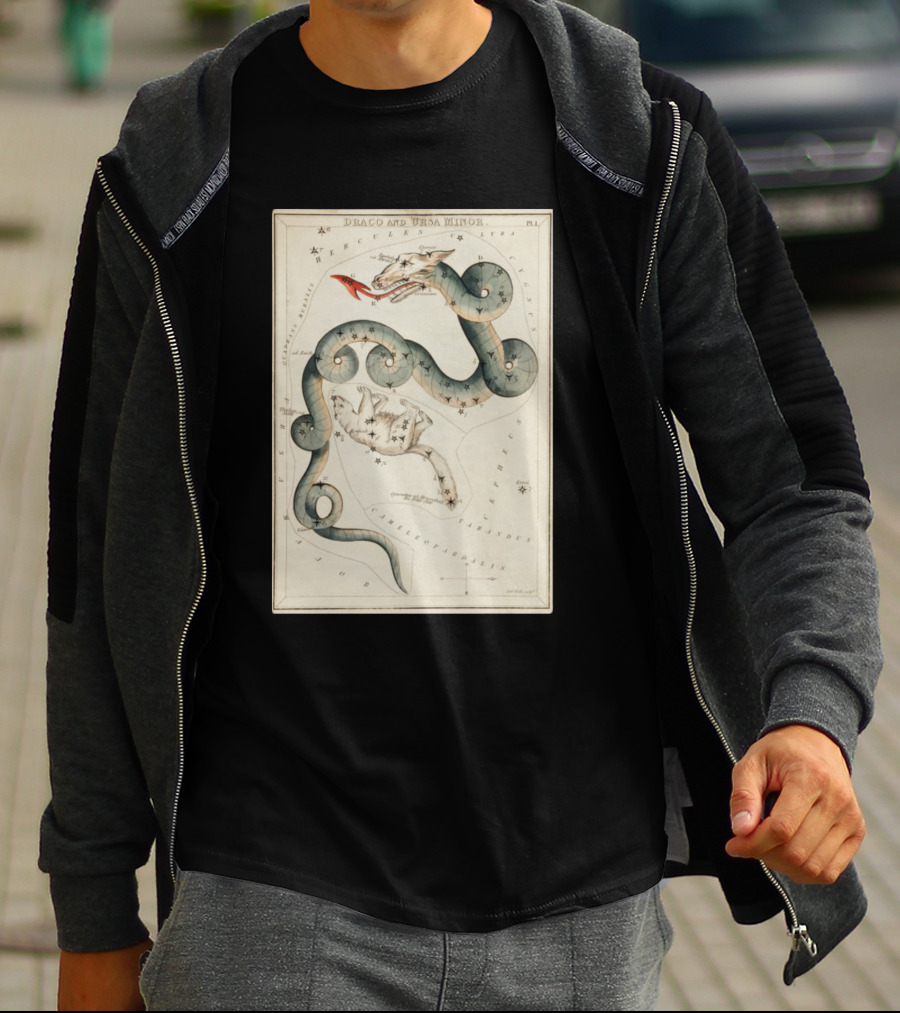 Draco And Ursa Minor Celestial Map T-Shirt