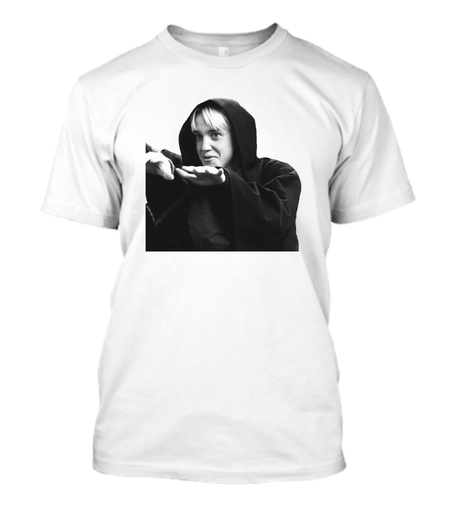 Draco Malfoy Black And White Hooded Cloak Image T-Shirt