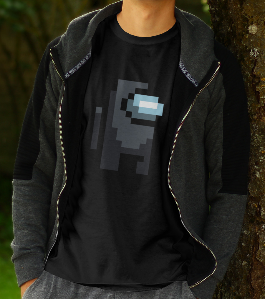 Among Us Crewmate Pixel Art Black Character T-Shirt