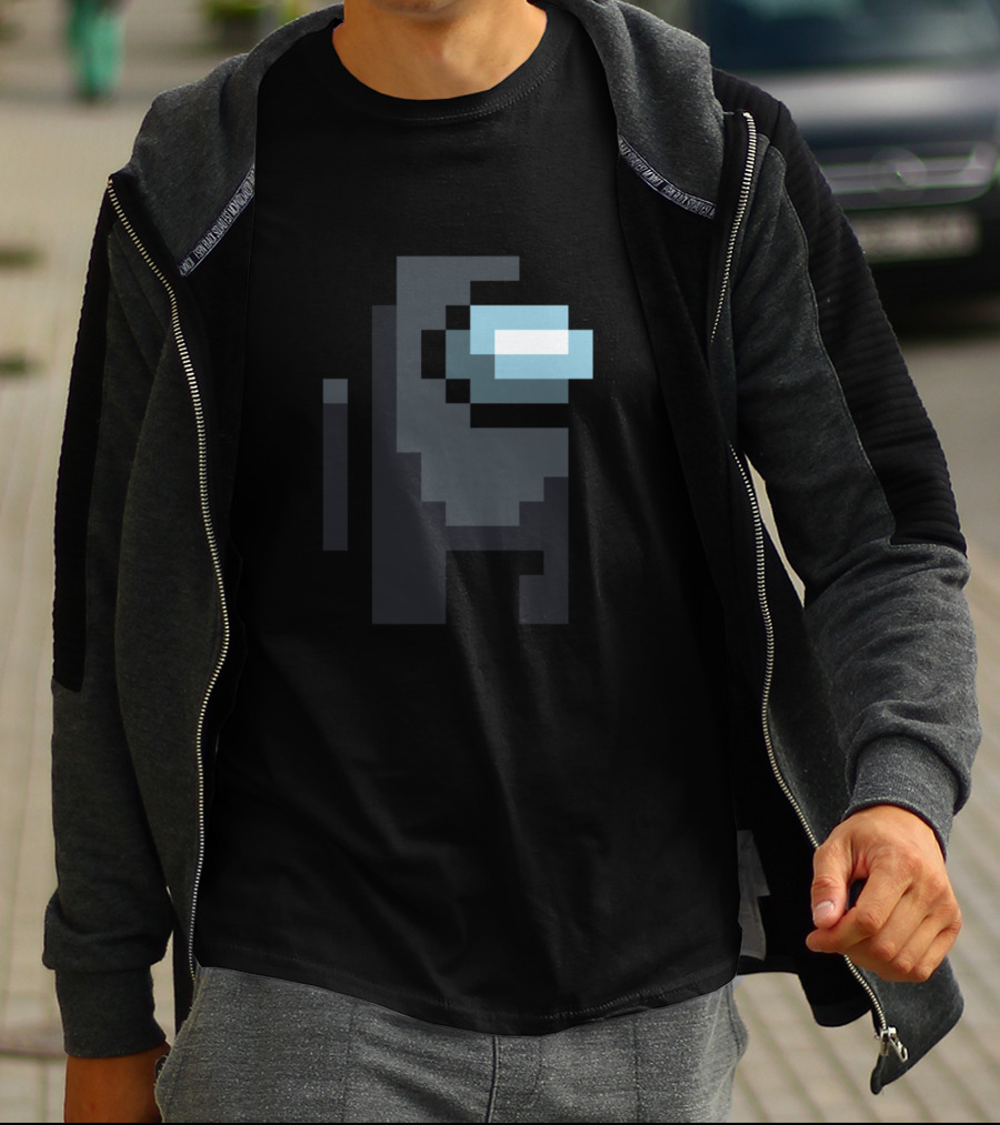 Among Us Crewmate Pixel Art Black Character T-Shirt