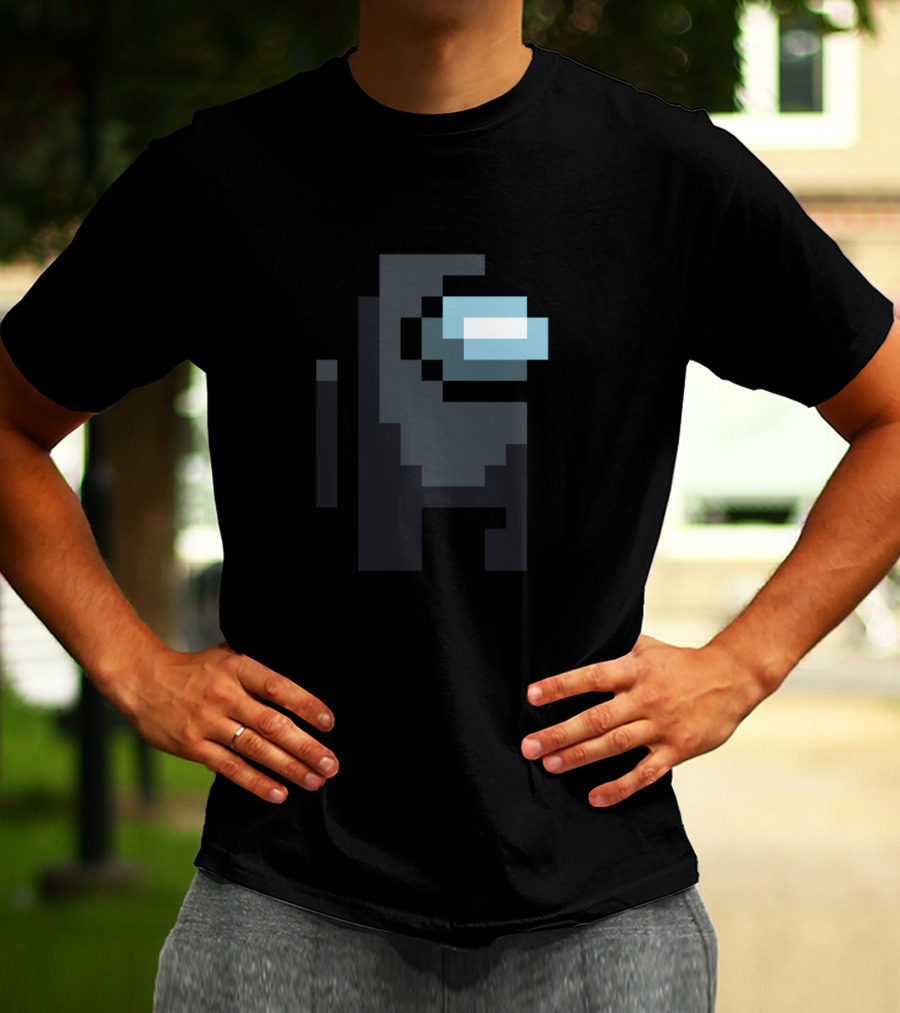 Among Us Crewmate Pixel Art Black Character T-Shirt