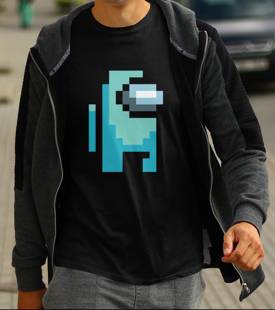 Among Us Cyan Crewmate Pixel T-Shirt