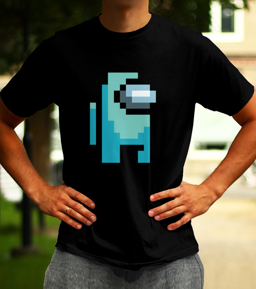 Among Us Cyan Crewmate Pixel T-Shirt