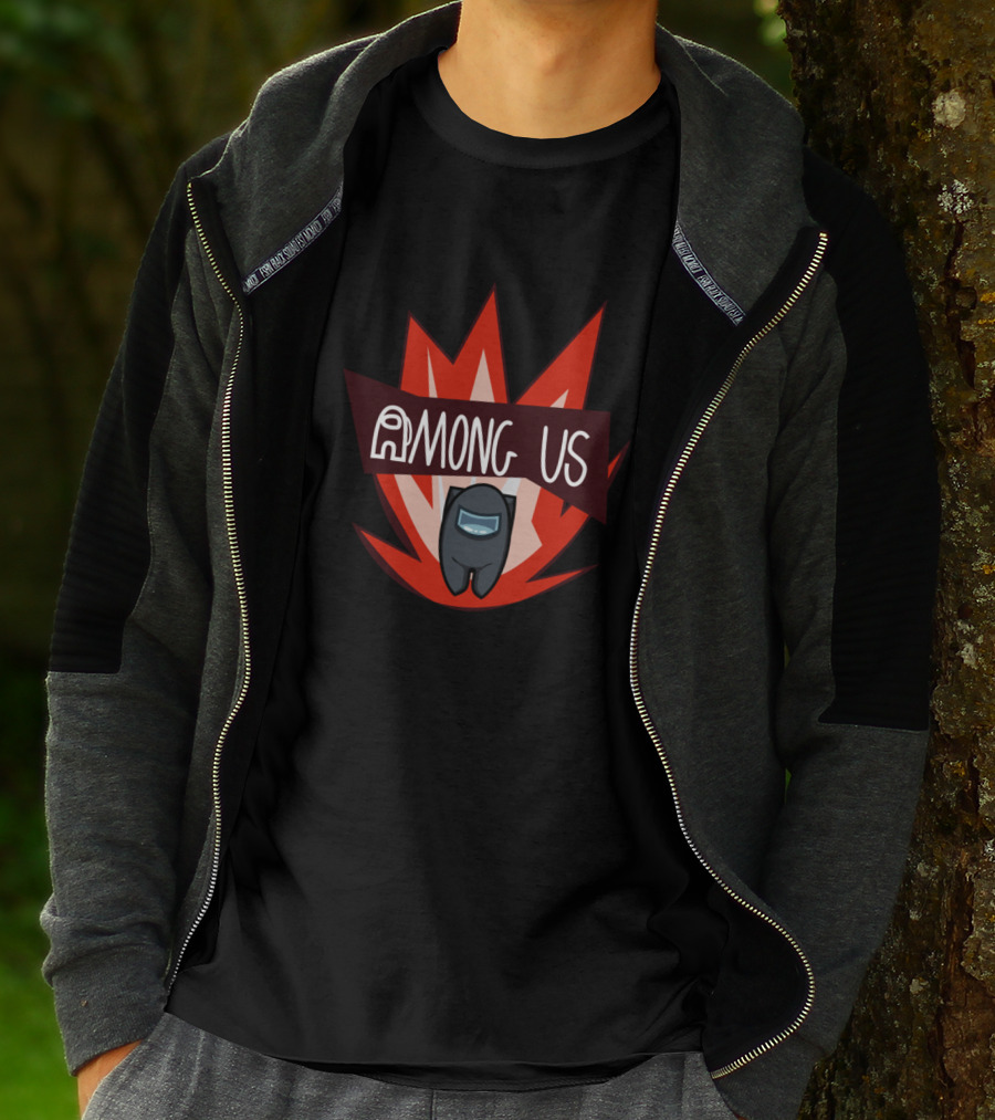Among Us Gray Crewmate Exploding Background T-Shirt