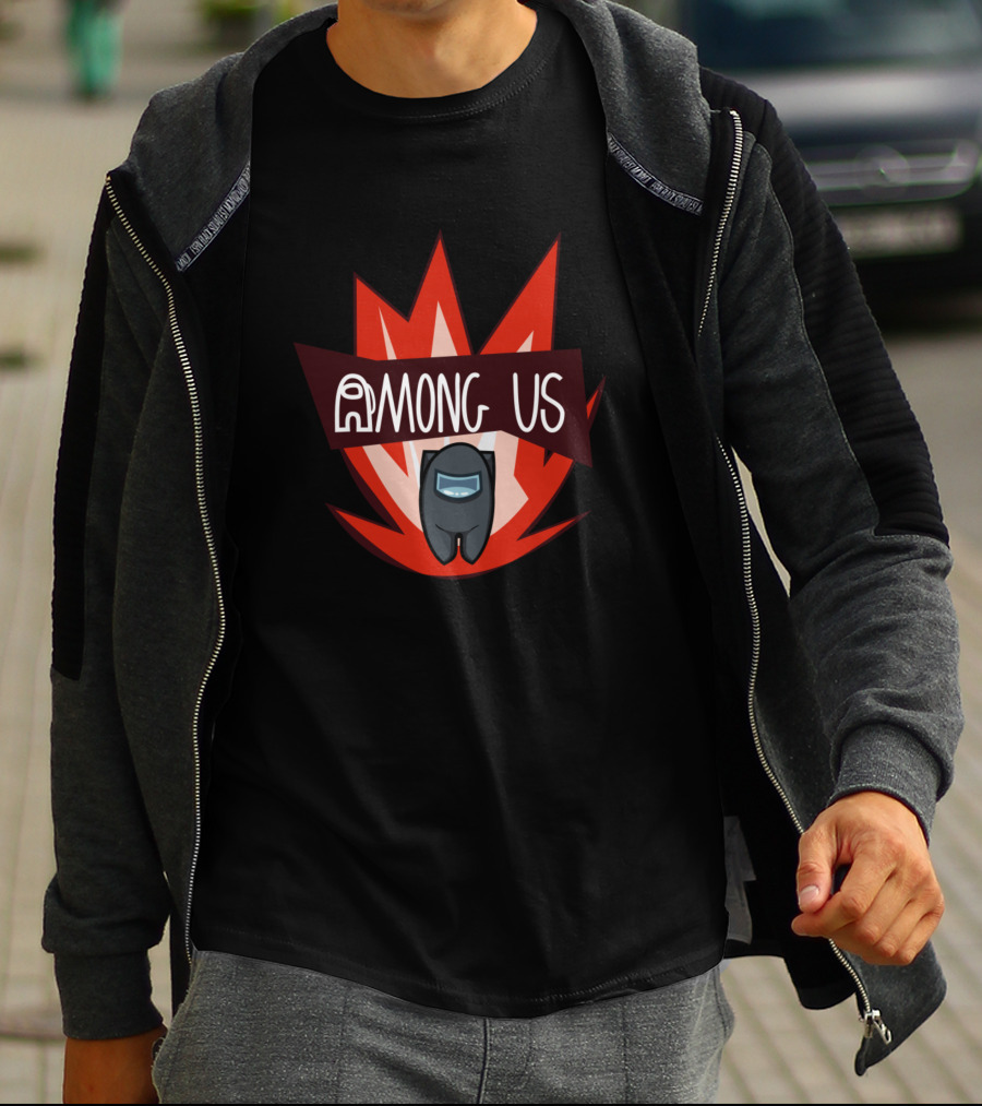 Among Us Gray Crewmate Exploding Background T-Shirt