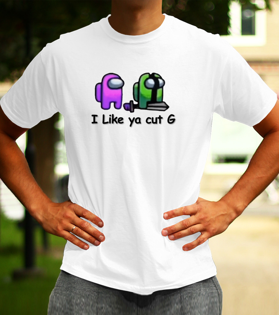 Among Us I Like Ya Cut G Purple And Green Characters With Sword T-Shirt
