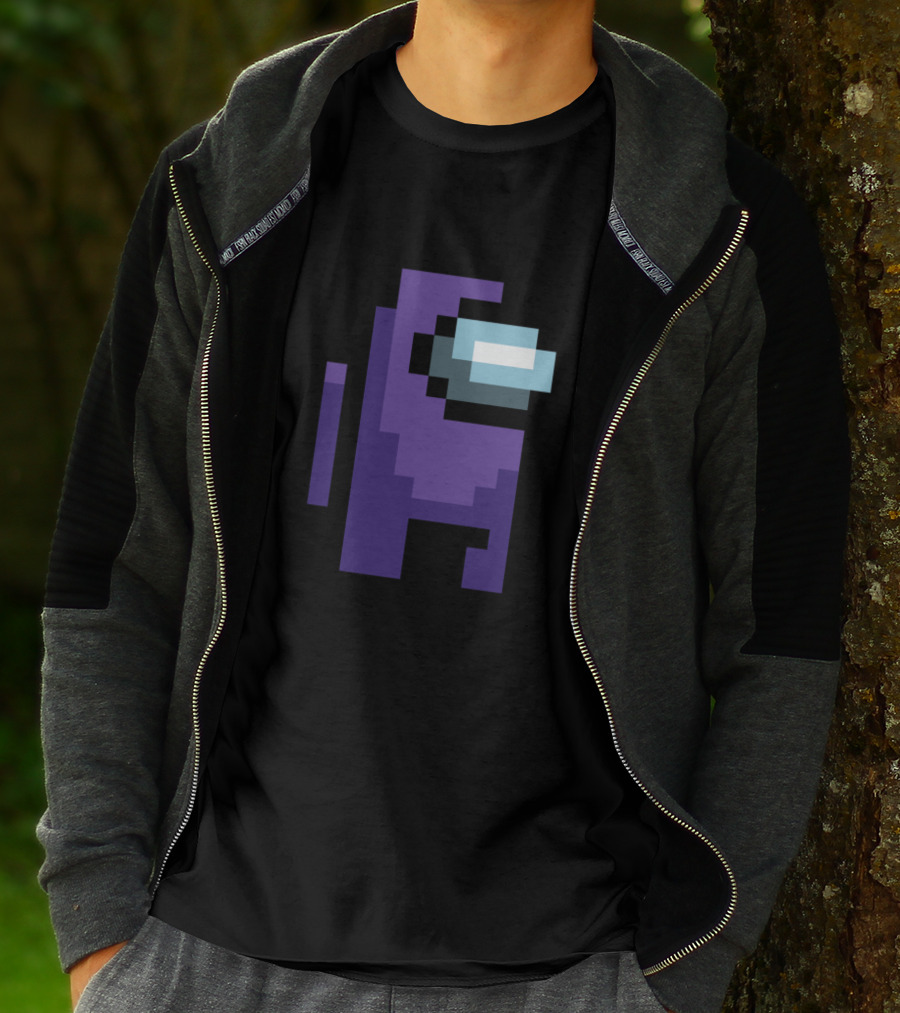 Among Us Purple Character Pixel T-Shirt