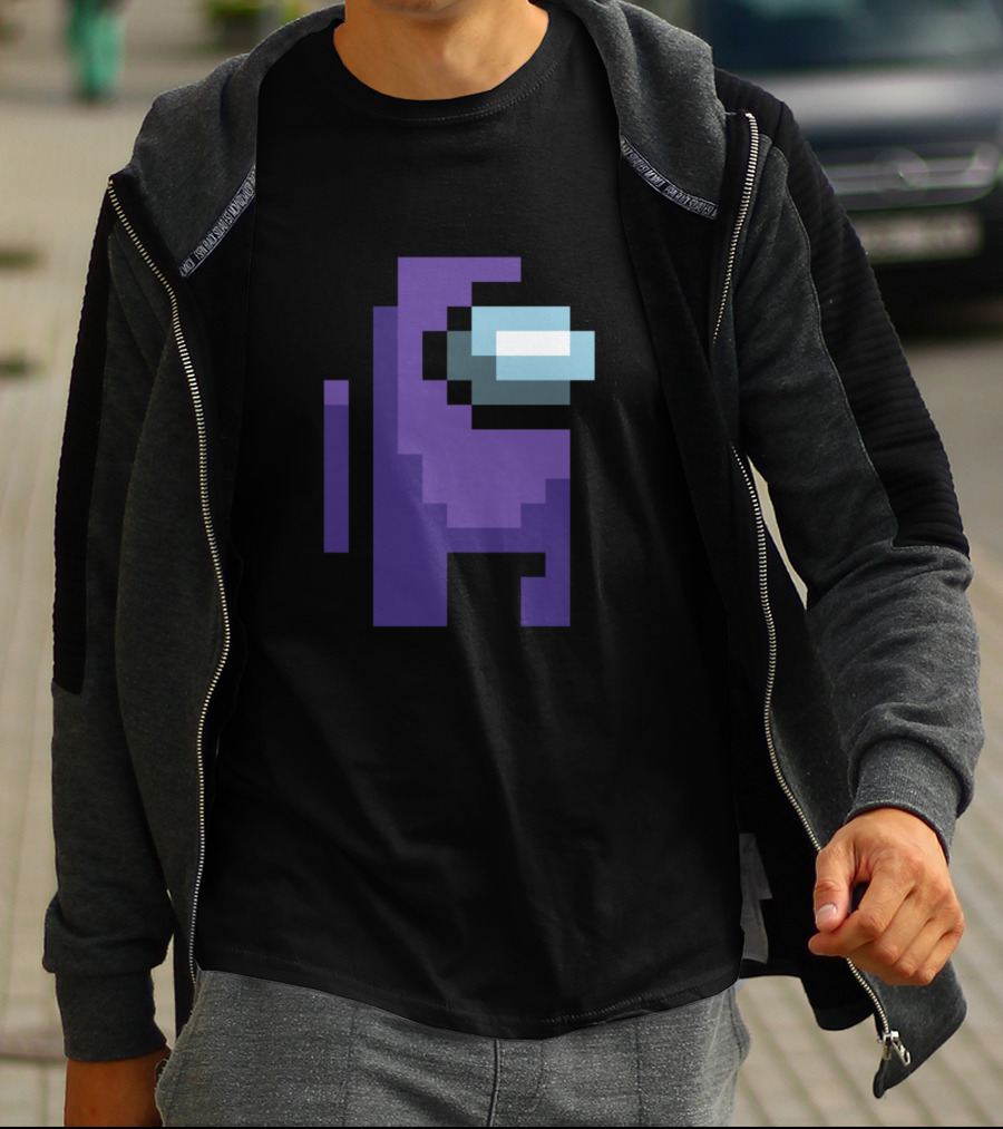 Among Us Purple Character Pixel T-Shirt