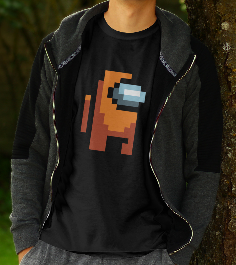 Among Us Orange Crewmate Pixel T-Shirt