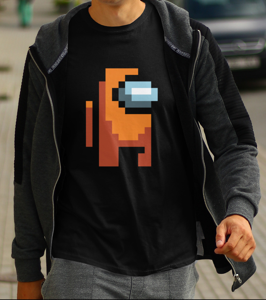 Among Us Orange Crewmate Pixel T-Shirt