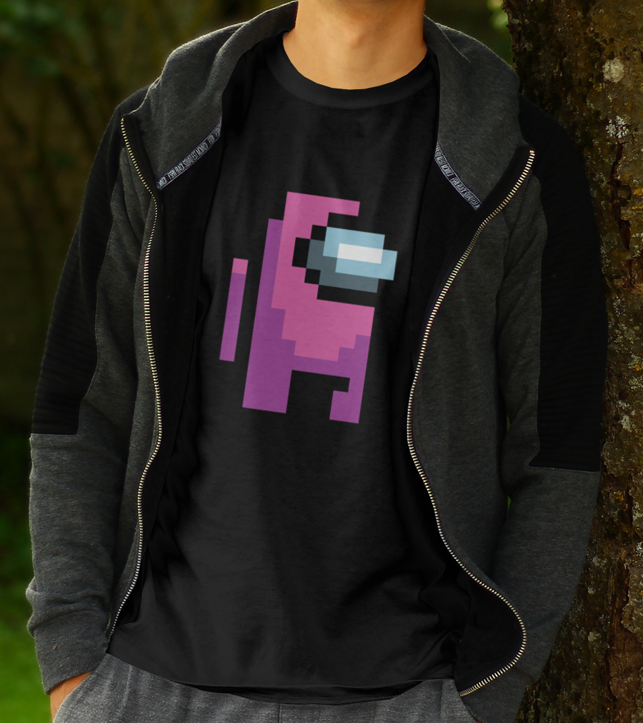 Among Us Pink Crewmate Character Pixel T-Shirt
