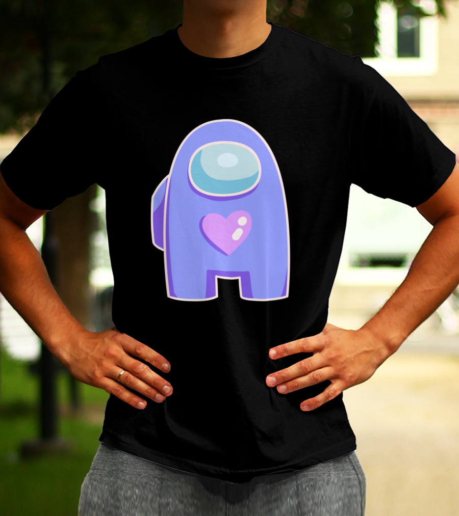 Blue Violet Among Us Crewmate Heart T-Shirt