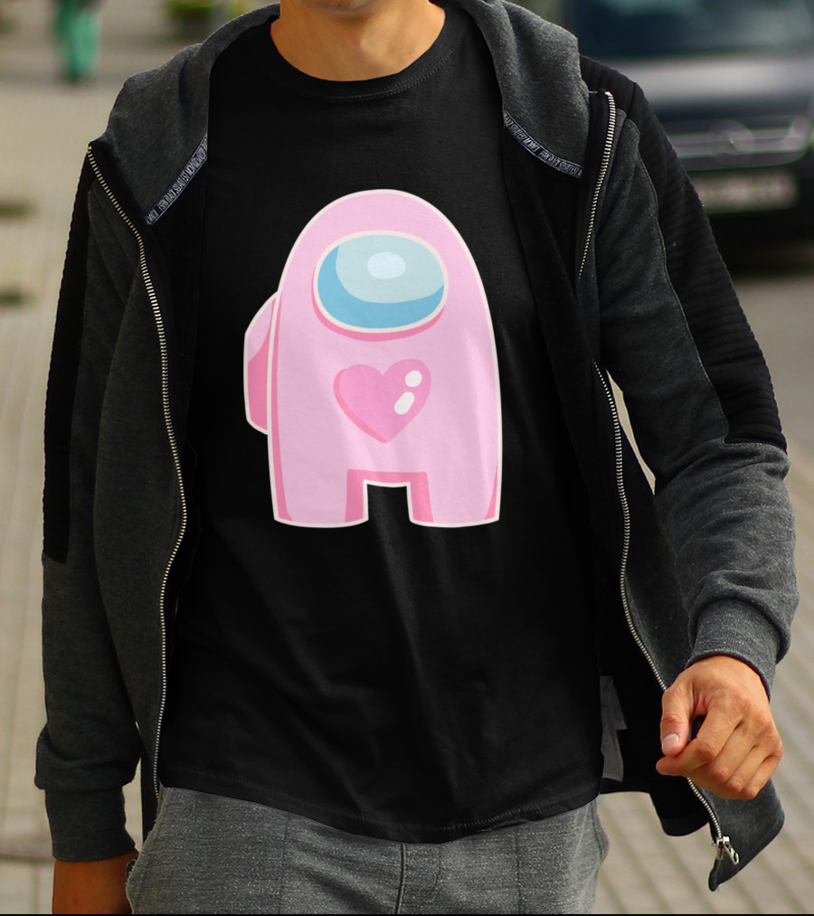 Pink Heart Among Us Crewmate Character T-Shirt