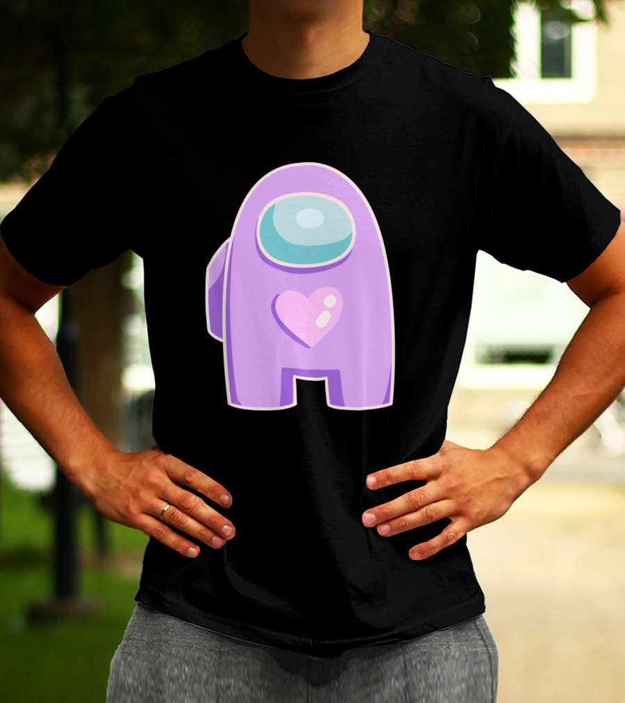 Purple Among Us Crewmate With Heart T-Shirt