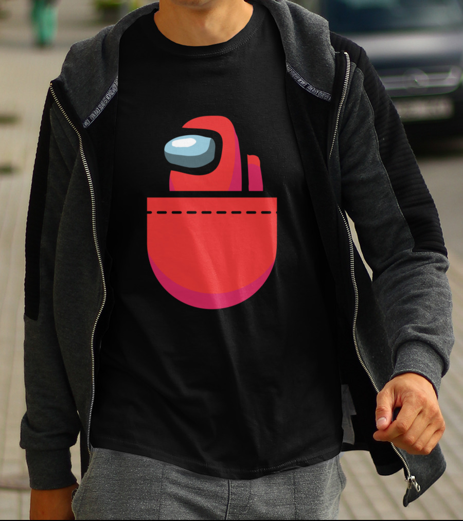 Red Crewmate Pocket Among Us Crewmate T-Shirt