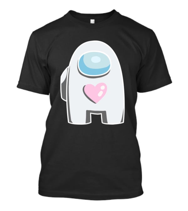 White Among Us Crewmate With Pink Heart T-Shirt