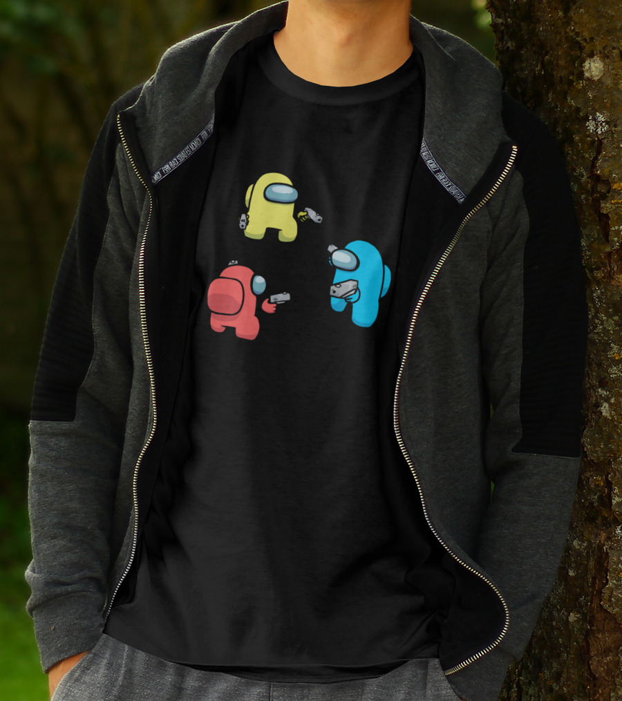 Among Us Parody You Can't Trust Anyone Crewmates Mexican Standoff T-Shirt