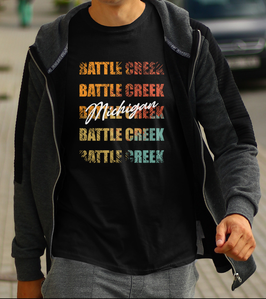 Battle Creek Michigan Retro Vintage Text T-Shirt