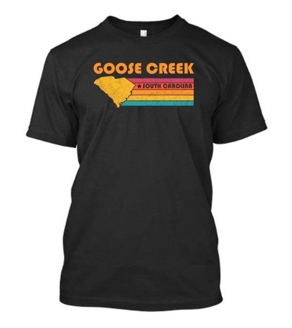 Goose Creek South Carolina Vintage Distressed Map Retro Stripes T-Shirt