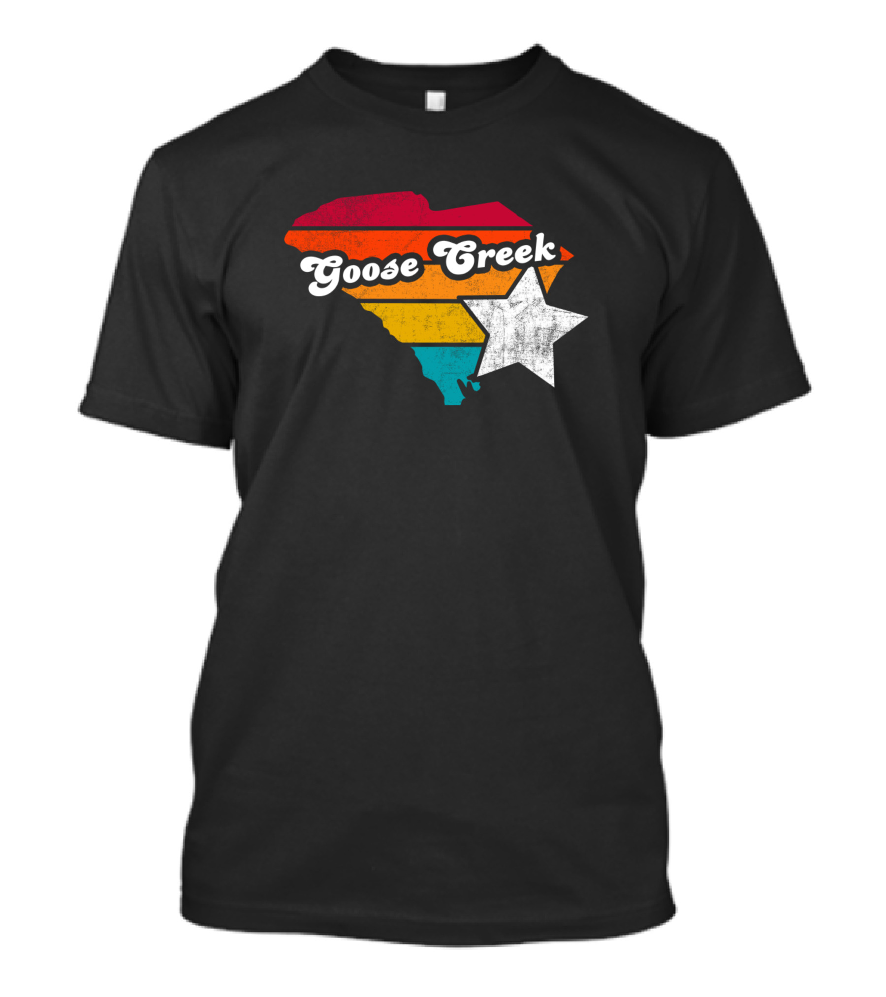 Goose Creek South Carolina State Map Retro Stripes Star T-Shirt