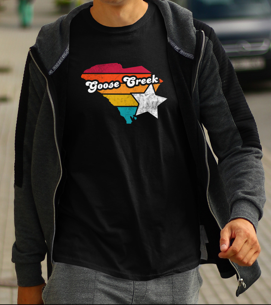 Goose Creek South Carolina State Map Retro Stripes Star T-Shirt