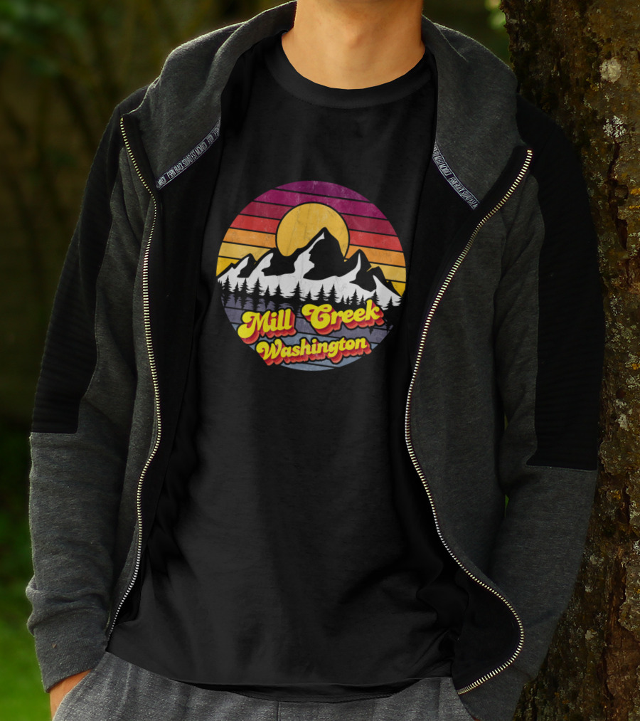 Mill Creek Washington Sunset Mountains T-Shirt