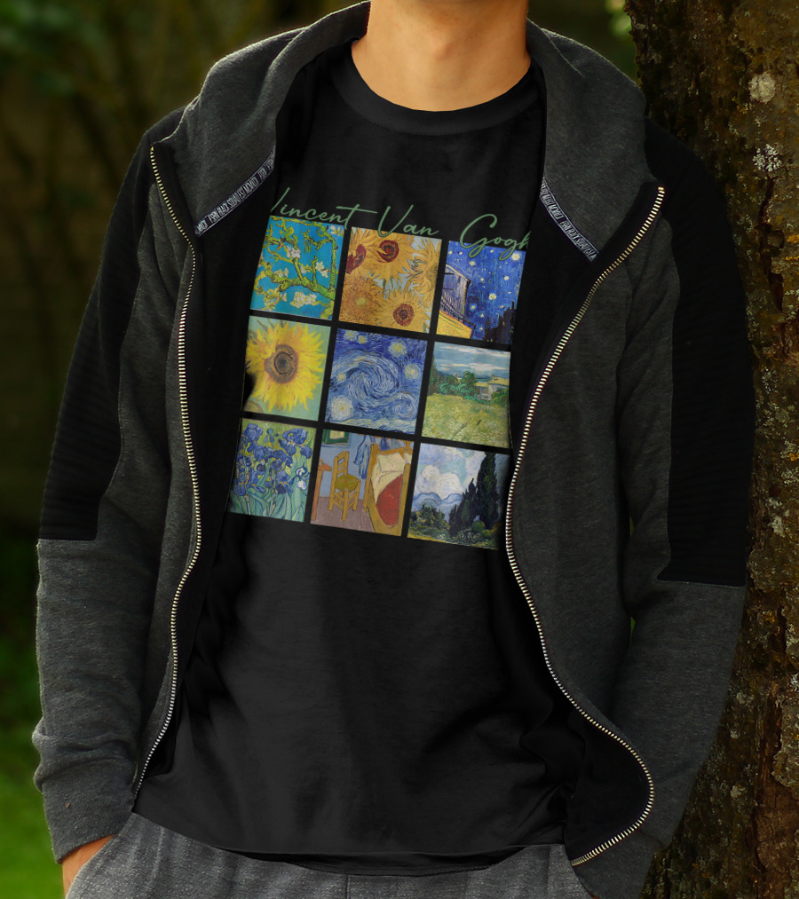 Vincent Van Gogh Almond Blossoms Sunflowers Starry Night Irises Bedroom Cypress T-Shirt