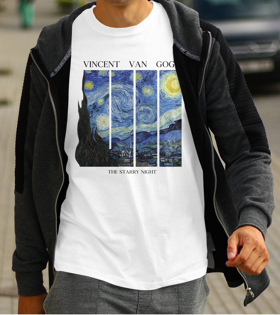 Vincent Van Gogh The Starry Night Quadrant Series T-Shirt