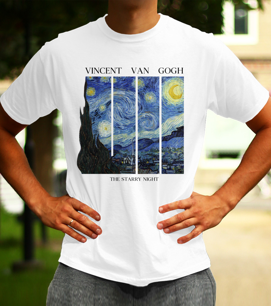 Vincent Van Gogh The Starry Night Quadrant Series T-Shirt